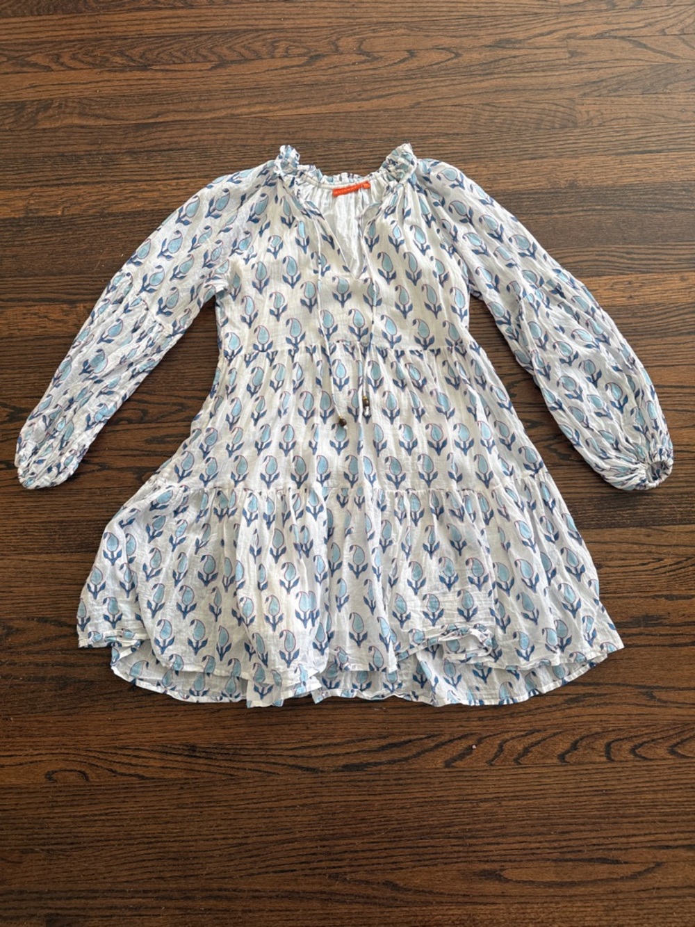 Oliphant White and Blue Long-Sleeve Dress